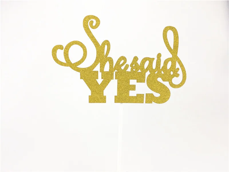 " W x 4,5" H золотые блестящие буквы, She said YES, топперы для торта, свадебные, свадебные, вечерние украшения для кексов
