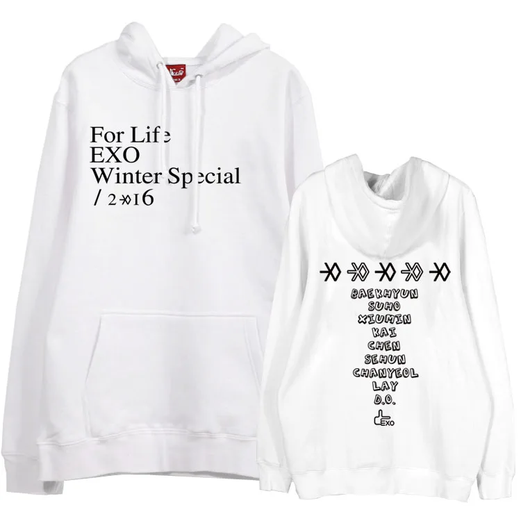 Exo зима специально для жизни все члены имя печати толстовки модный kpop флисовый