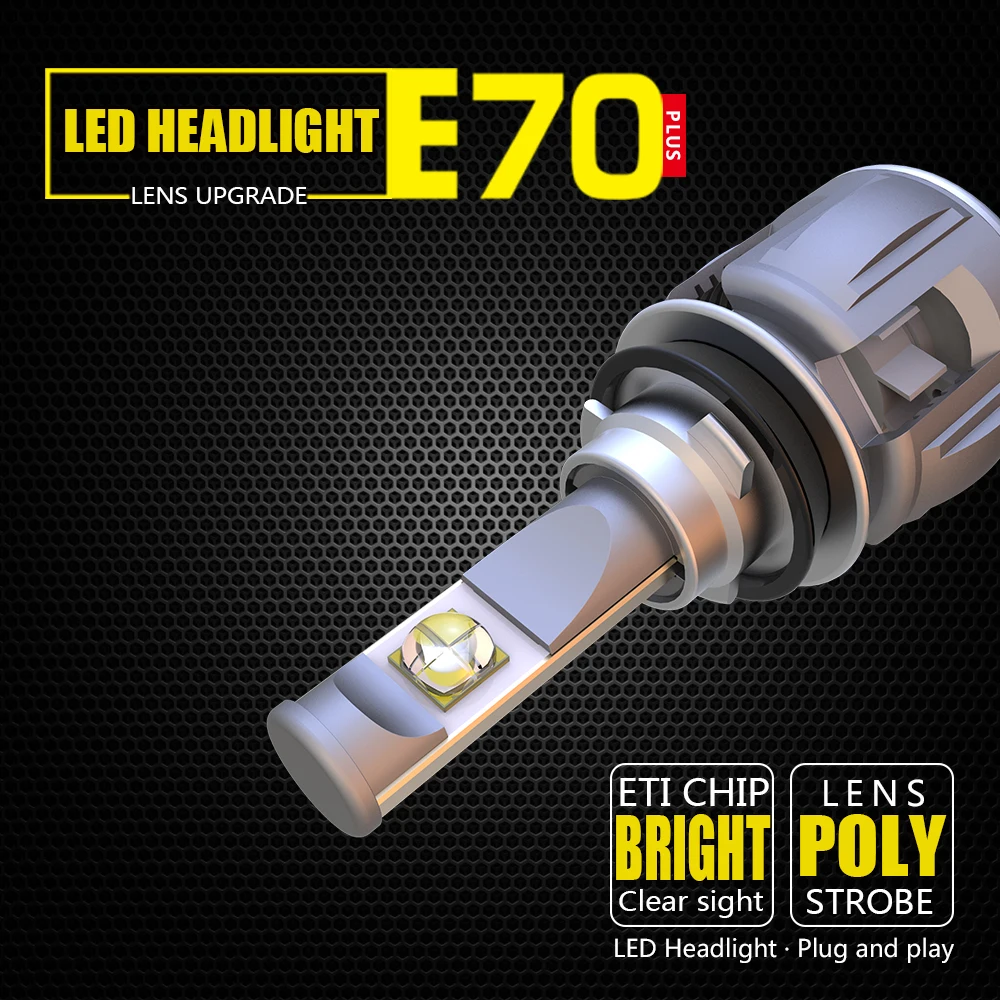HLXG 2 шт. E70 H4 H8 H11 9005 HB3 9006 D1S D2S H7 комплект светодиодных фар Canbus лампы ETI 70 чипы 6000k 12000LM