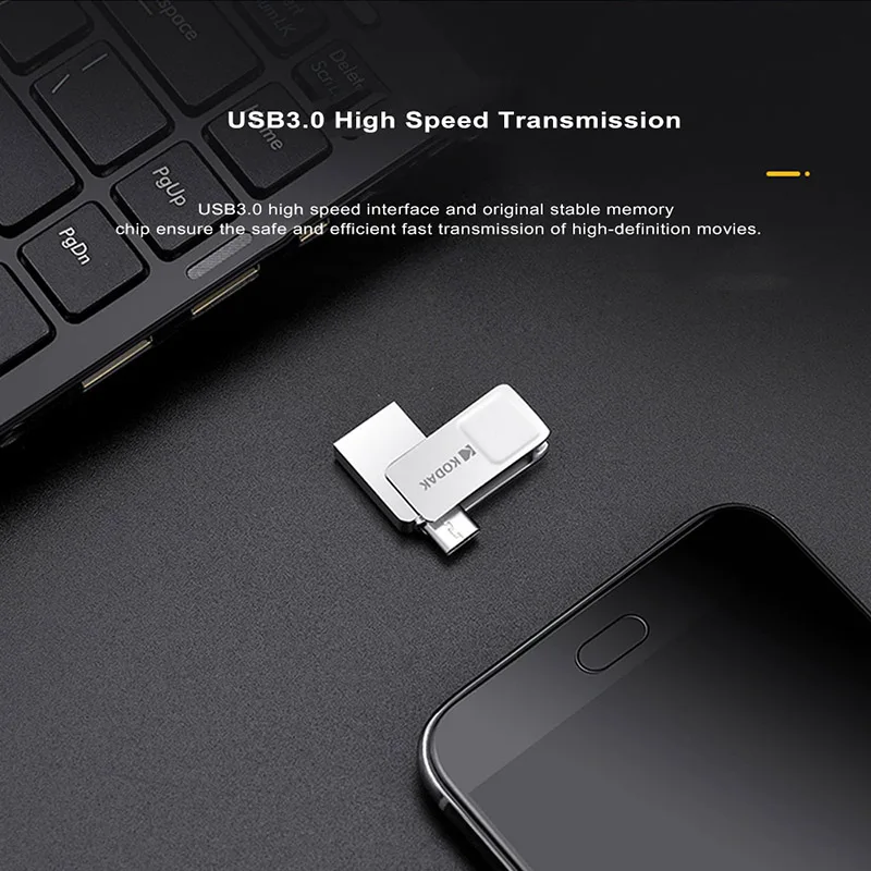 Kodak K223B металлический USB3.1 Micro USB OTG двойной интерфейс флэш-накопитель 16 ГБ 32 64 Гб