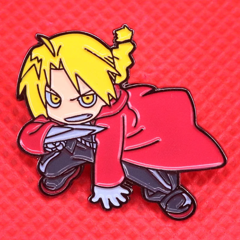 Стальной алхимик Эмаль Булавка Эдварда Элрика брошь FMA Kawaii значок Аниме подарок отаку Алхимия ювелирные изделия куртки рюкзак аксессуары