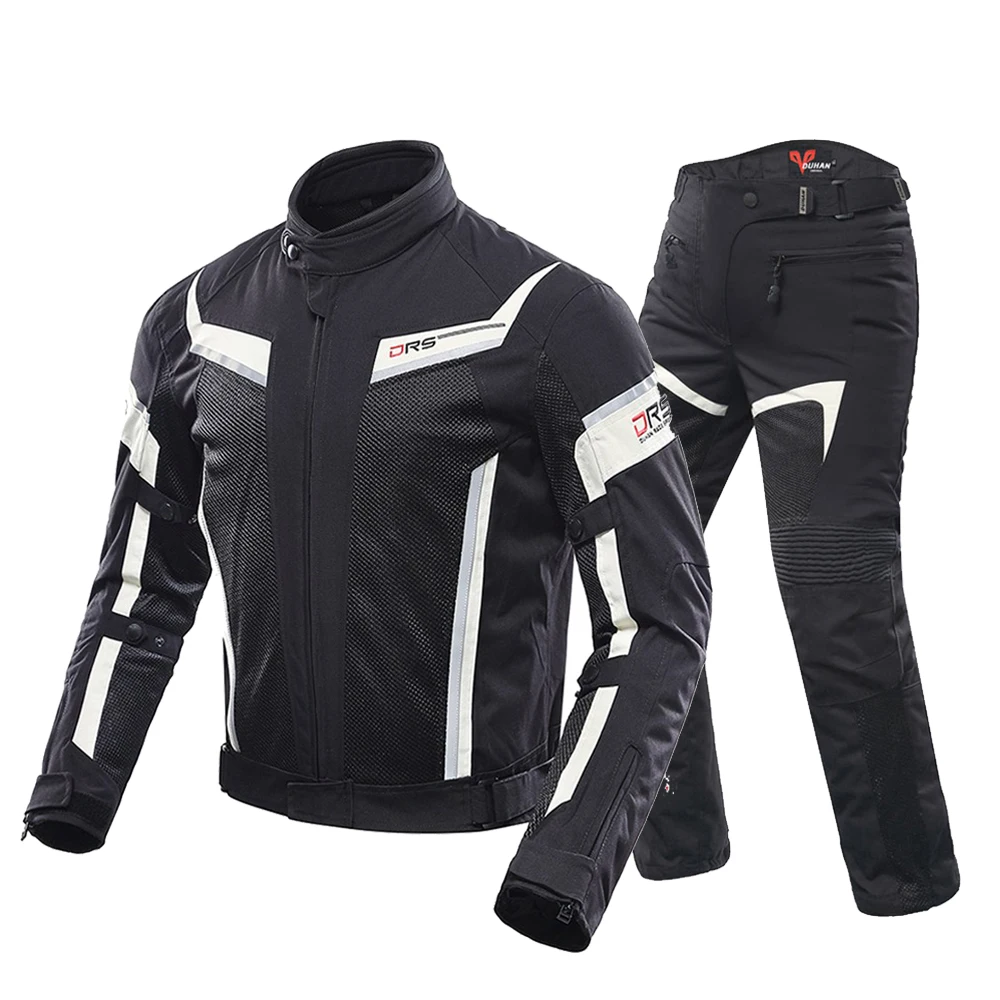 185 Black Set DUHAN мотоциклетная куртка мужская+ мотоциклетные штаны дышащая гоночная куртка дышащая мото Верховая езда куртки одежда для мотоцикла - Цвет: 185 Black Set
