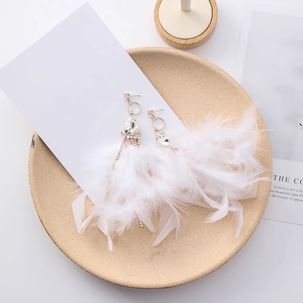 Женские богемные серьги с полыми листьями и кисточками блестящие хрустальные