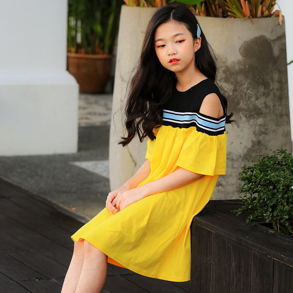 Платья для девочек-подростков 2019 г. летнее хлопковое детское праздничное платье