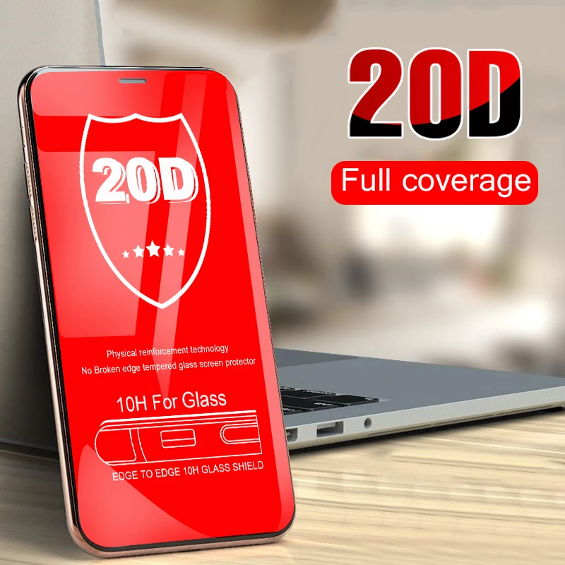 20D изогнутые края полное покрытие защитное стекло на iPhone 7 8 6 6S Plus закаленное для X