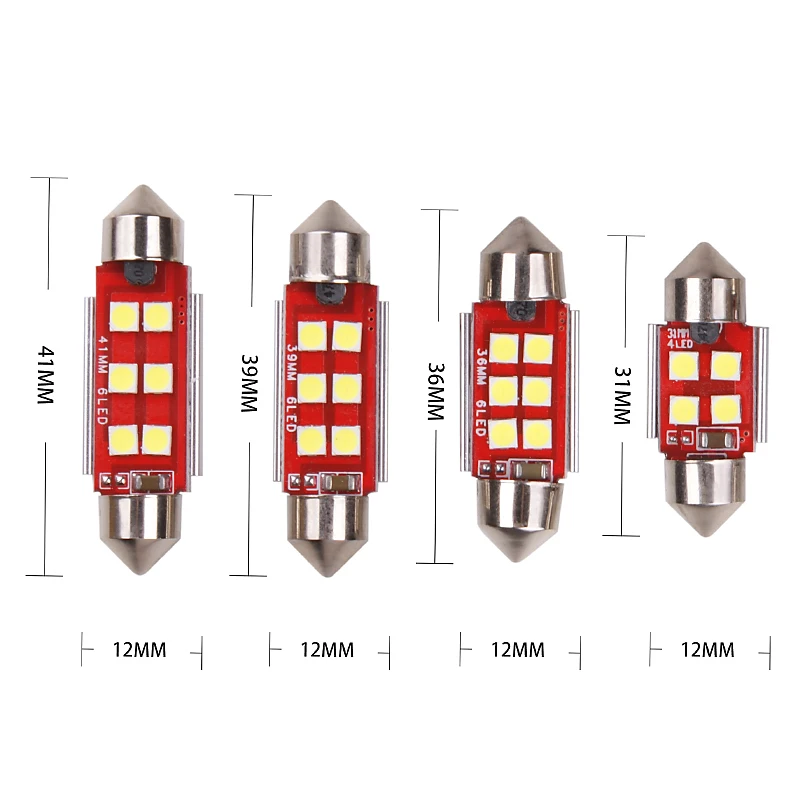 4 шт. C5W Canbus 31 мм 36 39 41 C10W 3030 6LED SMD Автомобильный светодиодный фестон лампы для
