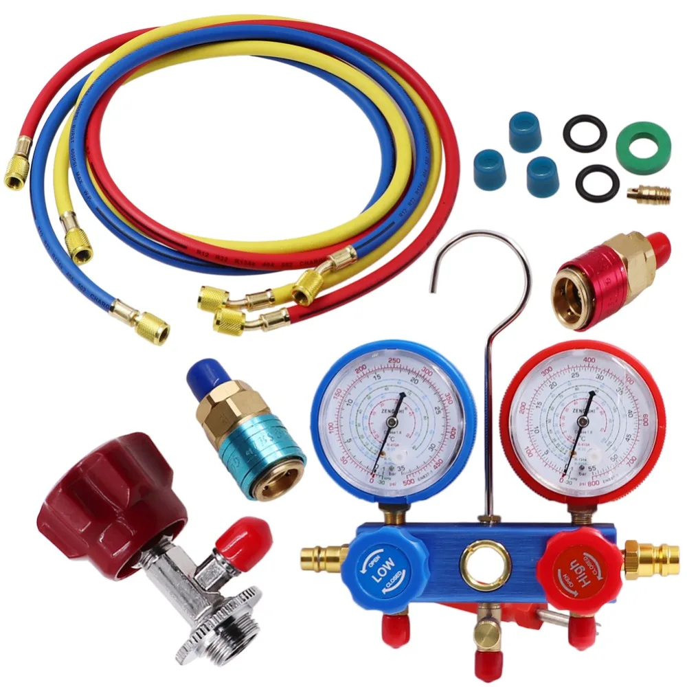 1 комплект набор коллекторов с манометром зарядки для R410a R22 R134a Двойной манометр