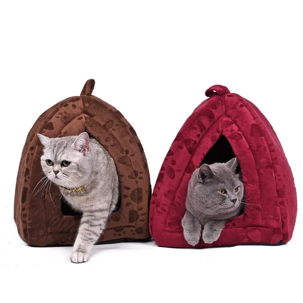 Супертеплая Лежанка для кошек зимняя теплая котят и щенков с подушкой палатка