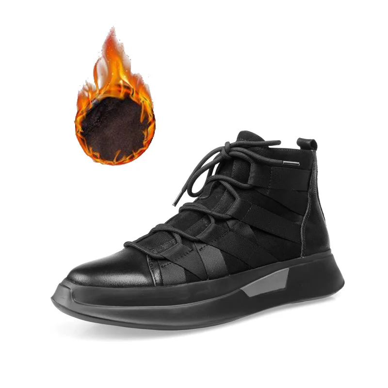 Ulzzang/зимние мужские кроссовки на флисе Белые Повседневные в стиле ретро Zapatos Hombre