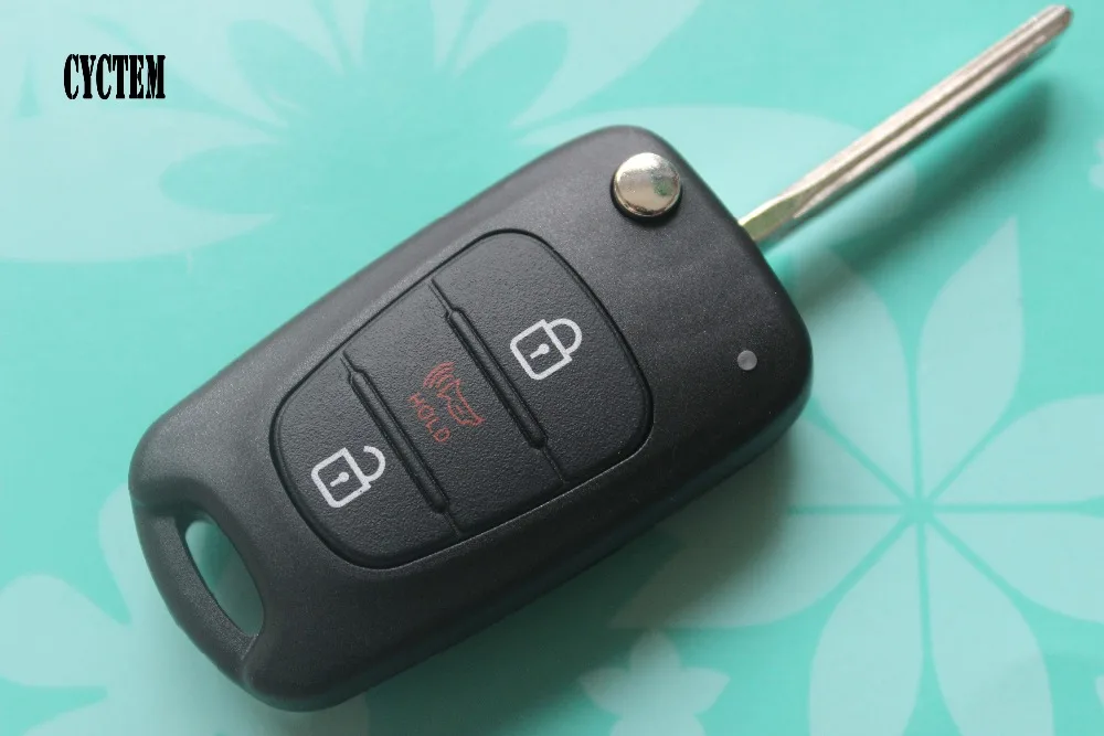 CYCTEM Car Flip Key Shell 3 Buttons Folding Remote Fob Case Replacement Blank Cover Fit For Hyundai Elantra | Автомобили и
