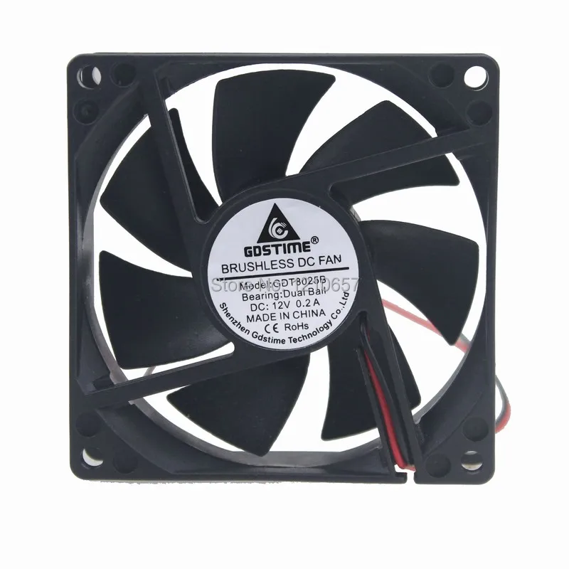 Двойной шаровой вентилятор Gdstime DC 12V 2P 8025B 80 мм 80x80x25 2 шт. в партии бесщеточный