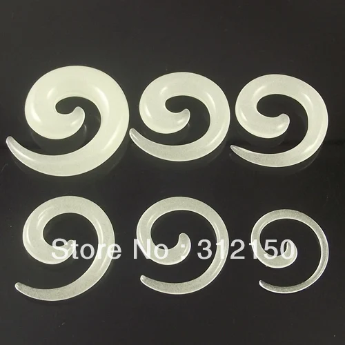 

SaYao 120pcs Wholesale Opal Ear Expander spiral ear protector Glow In The Dark Flesh Tunnel Earring Ear Plug Piercing