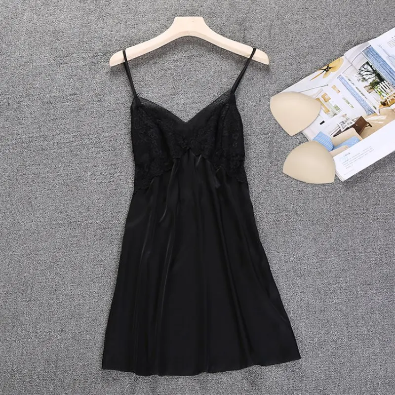 Атласная сексуальная ночная рубашка для женщин сорочка на бретельках размера