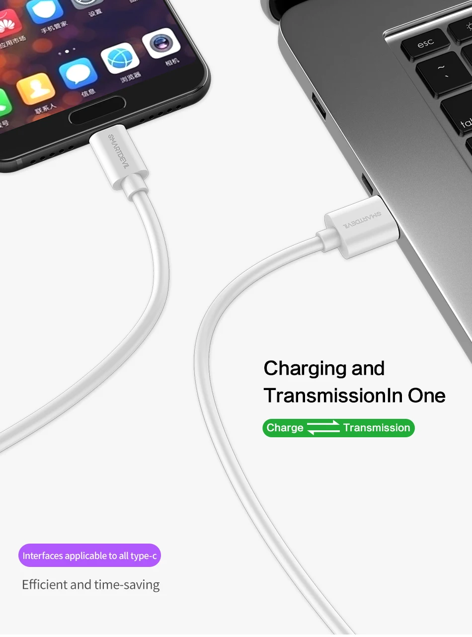 SmartDevil Тип C usb кабель 5A Быстрая зарядка кабель для huawei быстрый мобильный кабель для передачи данных Шнур для xiaomi redmi универсальный для samsung