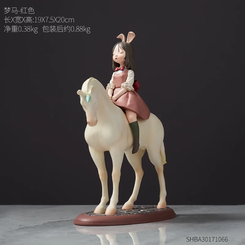 Fairy Series Polarite Crafts Home Decoration Living Room Bedroom Showcase Cafe Wedding Decor Girl Children Christmas Gift - Цвет: Dream Horse - Red