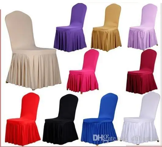 

Chair skirt cover Wedding Banquet Protector Slipcover Decor Pleated Skirt Style Covers Elastic Spandex High Quality