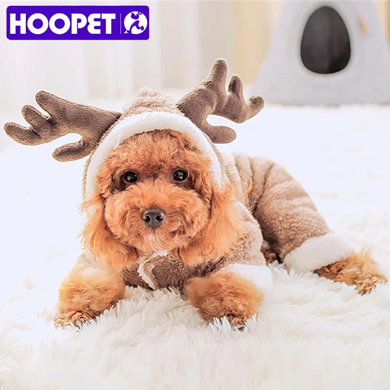 HOOPET Pet Cosplsy костюм Рождество Лось супер мягкая толстовка для маленькой собаки