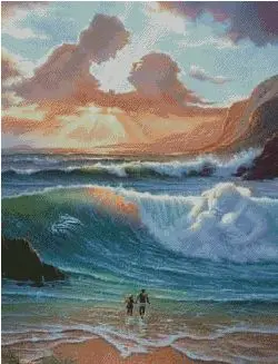 Новинка для вышивки Набор крестиком 14 карат с изображением морских волн