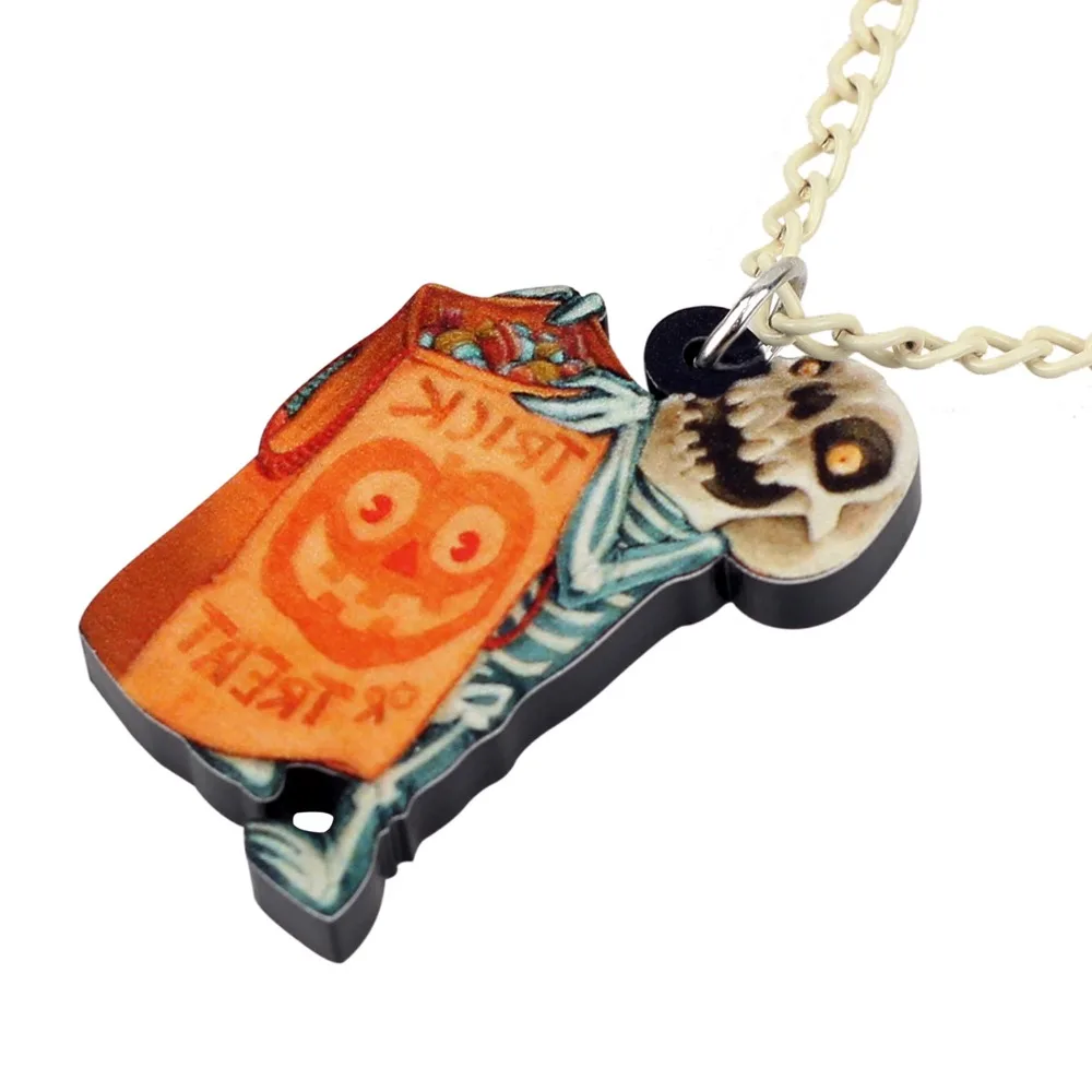 Акриловое аниме-подвеска WEVENI для Хэллоуина череп скелет ожерелье подвеска