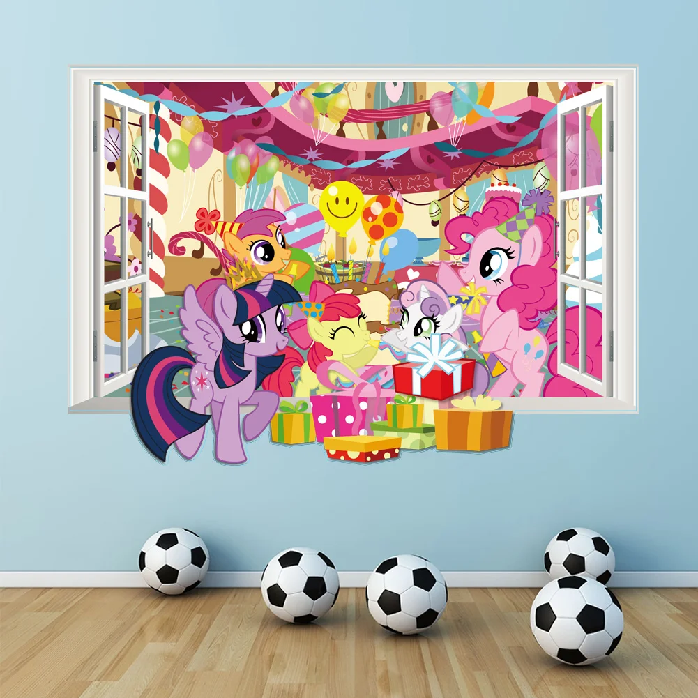 

3d my little horse window wall decals for kids rooms decorative cartoon twilight sparkle wall stickers diy mural art home decor