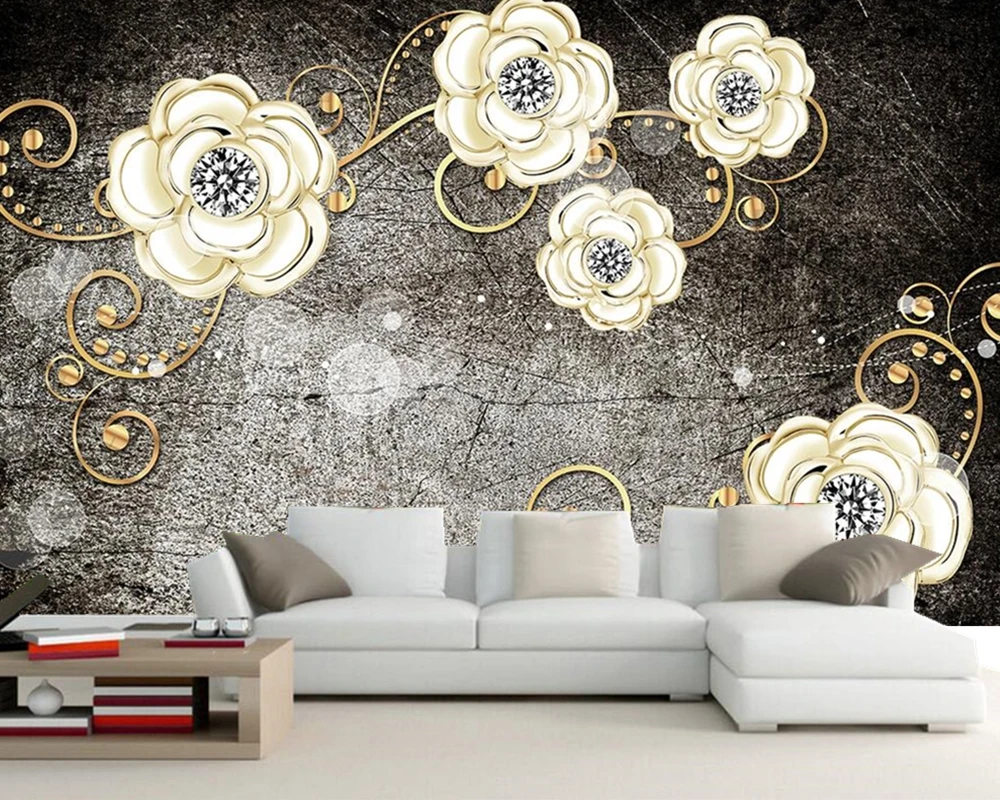 

European retro embossed diamond flower 3d wallpaper mural papel de parede for living room tv sofa wall bedroom kitchen KTV bar