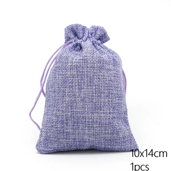 Light Purple Хлопковые льняные Подарочные мешки 10x14 см для упаковки ювелирных изделий, мешочек для смартфонов, сумок, для Одежда для свадьбы, дня рождения ожерелье «леденец» 9 Цвета - Цвет: Light Purple