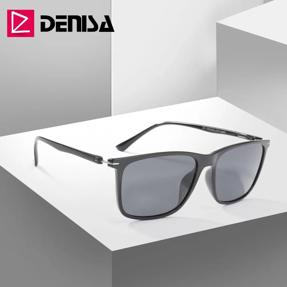 

DENISA Square Men Sunglasses Polarized Ultralight Plastic Titanium Frame Mens Sunglasses Brand Designer Summer Glasses T9105