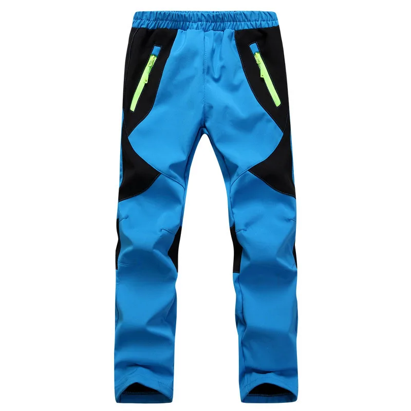 Light Blue RAY GRACE зимние уличные Детские походные брюки флисовые брюки из флиса водонепроницаемые спортивные штаны для альпинизма кемпинга термо детские штаны - Цвет: Light Blue