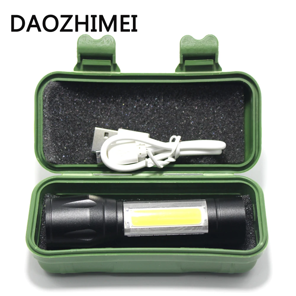3800LM XML Q5 + COB светодиодный фонарик Портативный мини zoom USB Встроенный аккумулятор