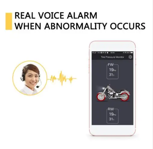 Система контроля давления в шинах мотоцикла TPMS Bluetooth с 2 внешними датчиками|bluetooth