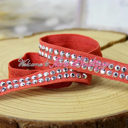 

3/8" fold over elastic with rhinestone decorated