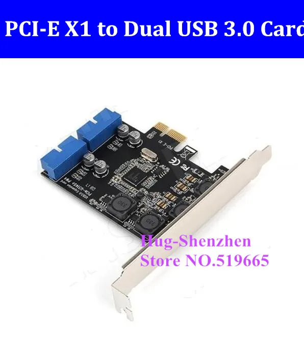 

PCI Express PCIE to Dual 19/20 Pin USB 3.0 PCI-e X1 to 2 ports 19pin USB3.0 Header adapter card for Desktop optical drive