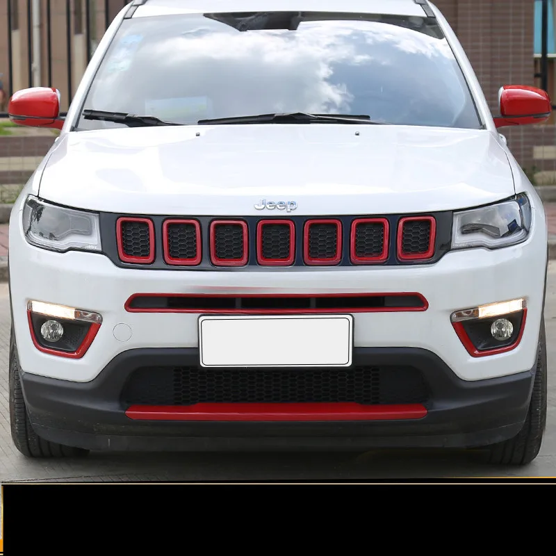 Red Tank Cover Rearview Mirror Trunk Handle Racing Grille Fog Light Decorated Frame For Jeep Compass 2017 ACA100 | Автомобили и
