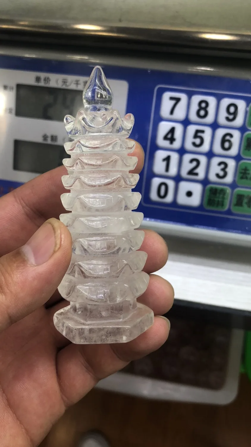 

100% Natural clear quartz crystal tower 9 level healing stone fengshui for home decoration
