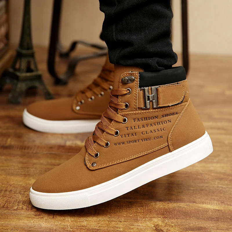 Hot Men Boots Fashion Warm Winter Men shoes Autumn Leather Footwear For Man New High Top Canvas Casual Shoes Men