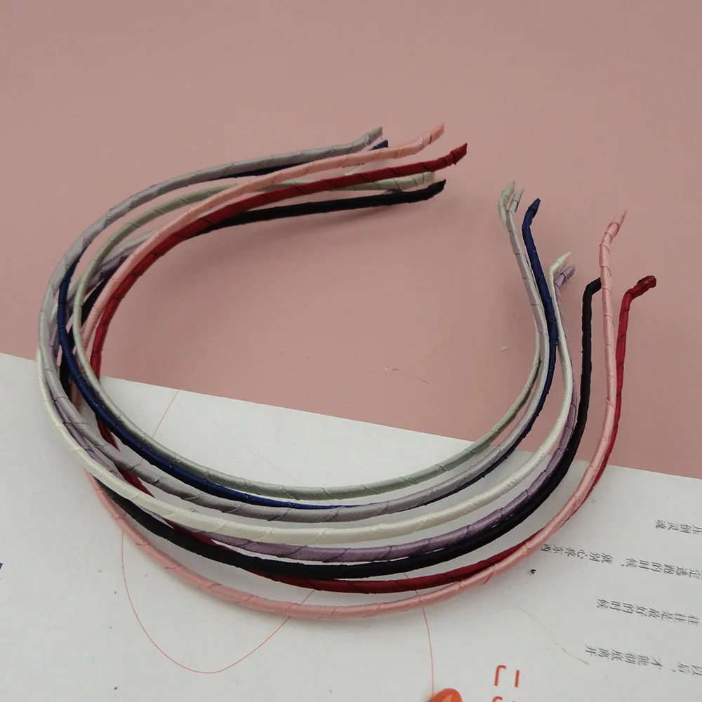 20 шт. 3 мм атласная лента обернутая обычными металлическими головными повязками