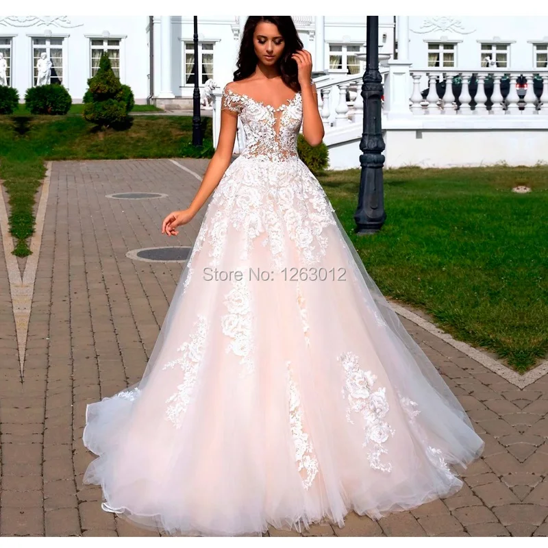 Свадебное платье с открытыми плечами Vestido de Noiva Robe de Mariee с аппликацией из кружева и тюля винтажное свадебное платье