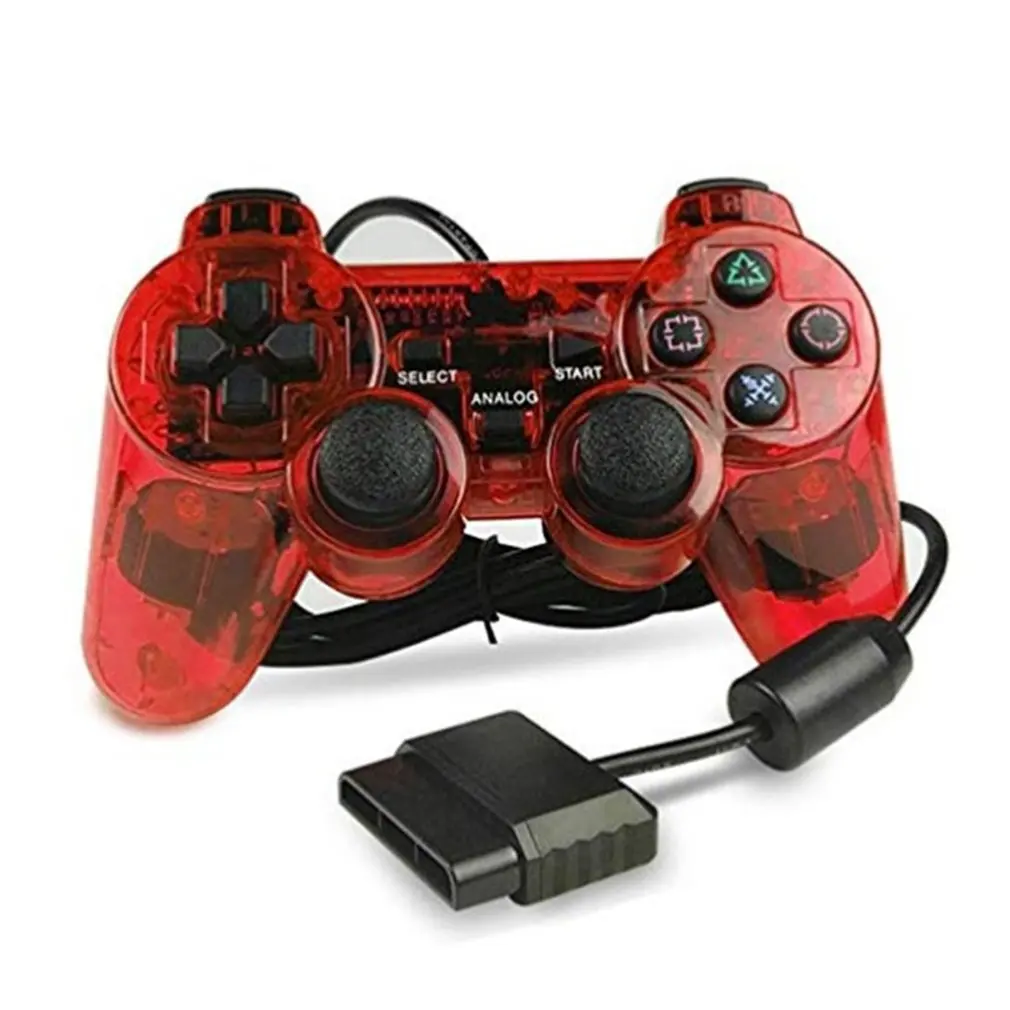 red Проводной геймпад для sony PS2 контроллер для Mando PS2/PS2 джойстик для plasystation 2 Двойной вибрационный Шок Джойстик проводной контроллер - Цвет: red