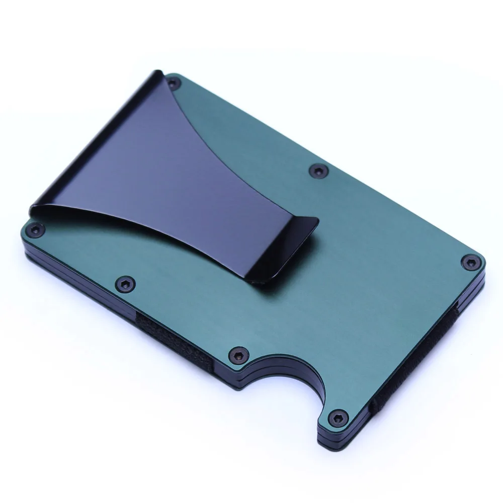 green Автоматический алюминиевый мини тонкий мужской и женский кошелек Rfid Блокировка металлический кошелек с анти-главный ID Кредитная карта Чехол протектор - Цвет: green