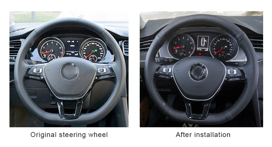 CARDAK ручная работа черная искусственная кожа чехол на руль для Volkswagen Golf 7 Mk7 New Polo Passat B8