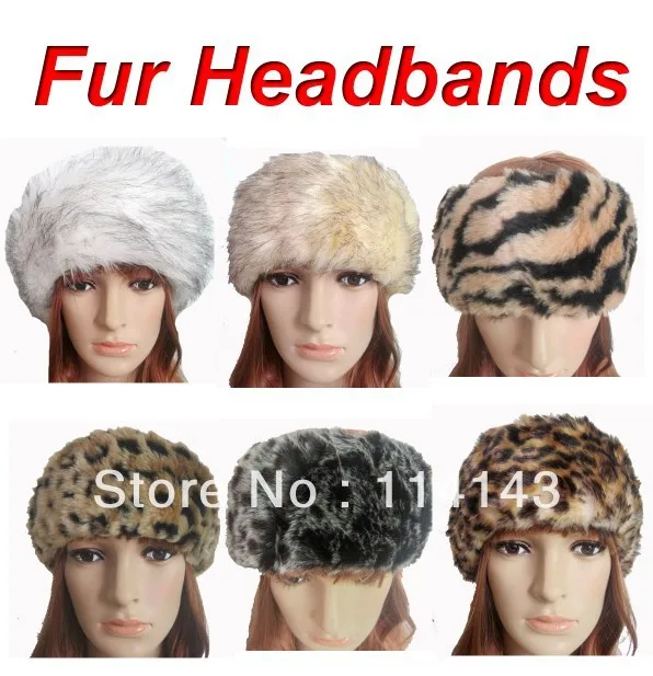 6 шт./лот модная женская повязка на голову из искусственного меха с леопардовым