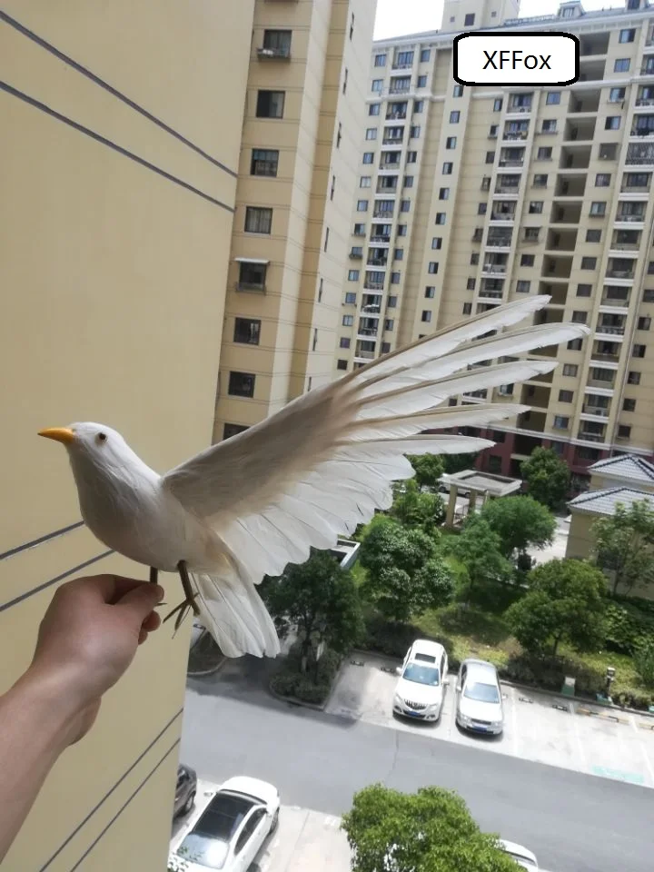 

new real life pigeon model foam&feather white wings dove bird doll about 30x50cm xf0076