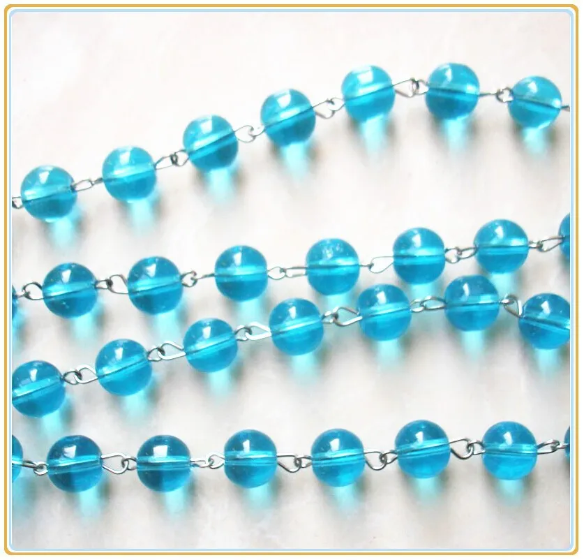 

50m 10mm Sky blue crystal strands for home decoration chains Christmas-tree hanging beads curtain beads chain glass garland