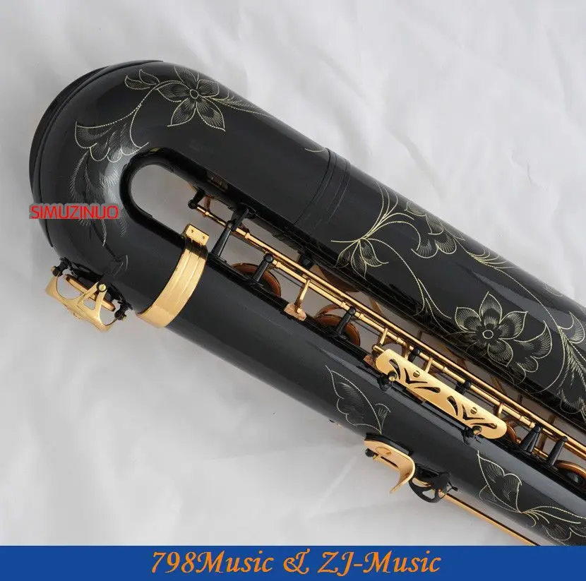 Профессиональный Черный и лаковый Золотой баритон саксофон Sax High F # W/кожаный