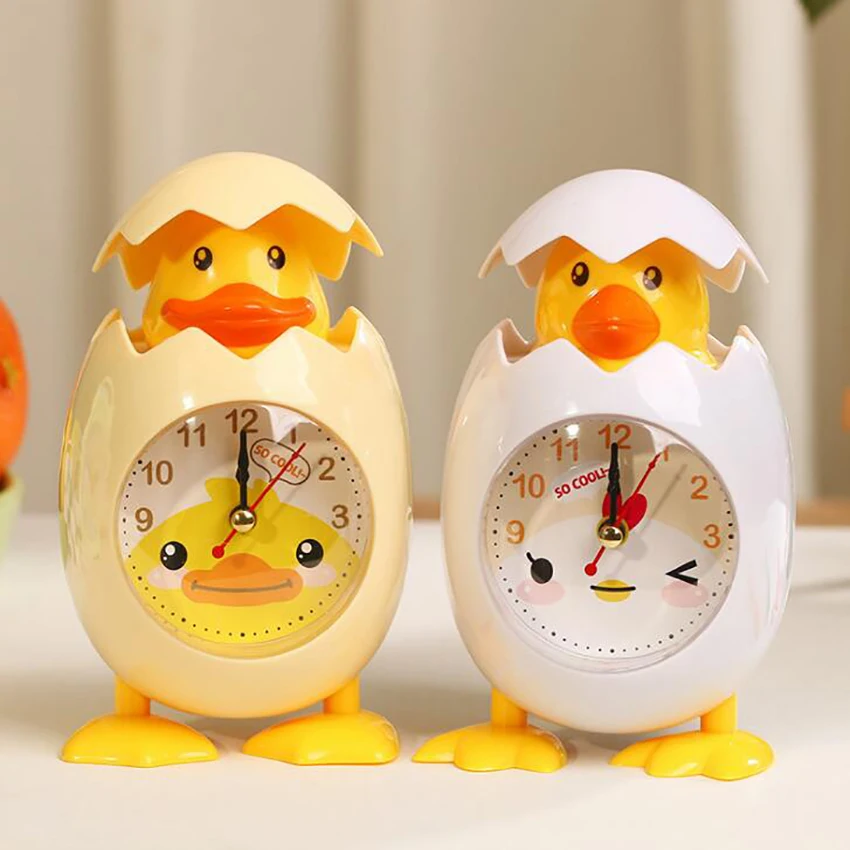 

Cartoon Eggshell Chick Alarm Clock Battery Powered Table Bedside Mini Clock Ornaments for Kids Bedroom Great Gifts for Children