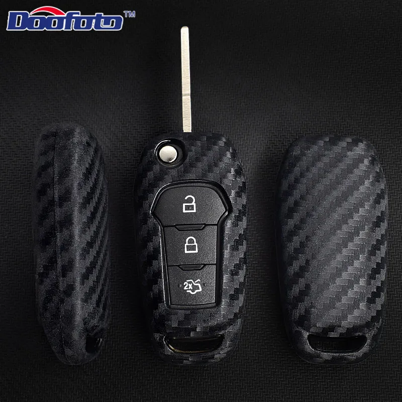 Doofoto украшение автомобиля авто ключ чехлы Чехол для Ford Focus 2 3 Mk2 Mk3 Fiesta Ranger Mondeo Mk4 Fusion углеродное волокно автомобильный Стайлинг