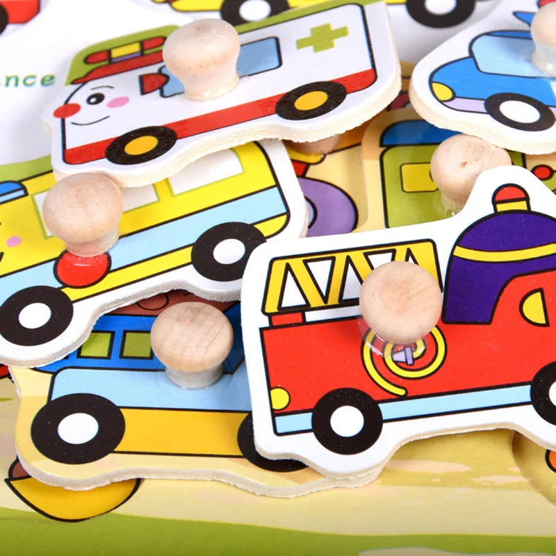 Baby Toys Montessori Wooden Puzzle Hand Grab Board Set Educational Toy Cartoon Vehicle/ Marine Animal Child Gifts | Игрушки и хобби