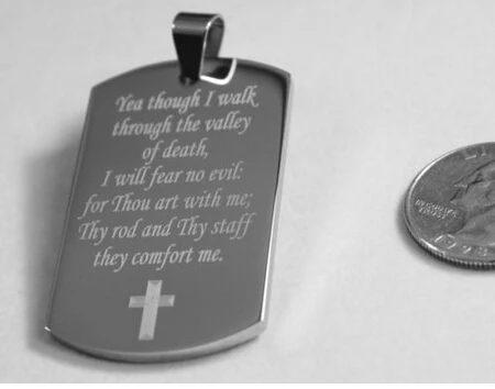 

low price PSALM 23:4 VALLEY OF DEATH PRAYER SOLID STAINLESS STEEL DOG TAG FH890265