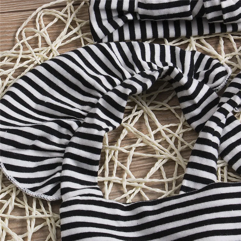 

Newborn Toddler Baby Girls Clothes Striped Bodysuits+Headband Sunsuit Outfits Set 0-18M