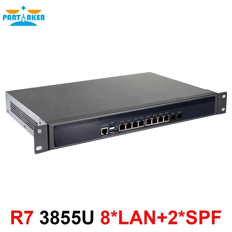 Partaker R7 Firewall Server Networks Celeron 3855U 2GB RAM 32GB SSD with 8*Intel 82583V Gigabit ethernet ports 2 SFP